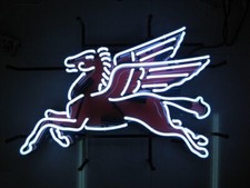 Mobil Gas Oil Pegasus Horse Motor 20"x16" Neon Sign Light Lamp HD Vivid Printing