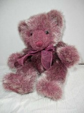 Russ Berrie Boysenberry Bear 9" Plush Stuffed Red Purple Padded Feet Purple Bow