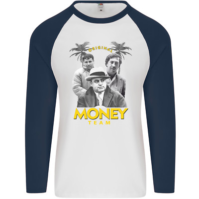 Money Team Pablo Escobar El Chapo Al Capone Mens L/S Baseball T-Shirt
