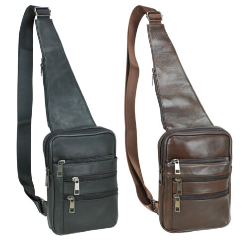Leder Crossbag Bodybag Sling Bag Schulter Brusttasche Umhängetasche Crossbody - Afbeelding 1 van 6