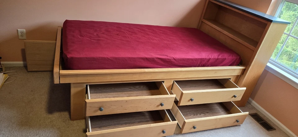  Cama de almacenamiento de 4 cajones con plataforma doble Foto 3 de 4