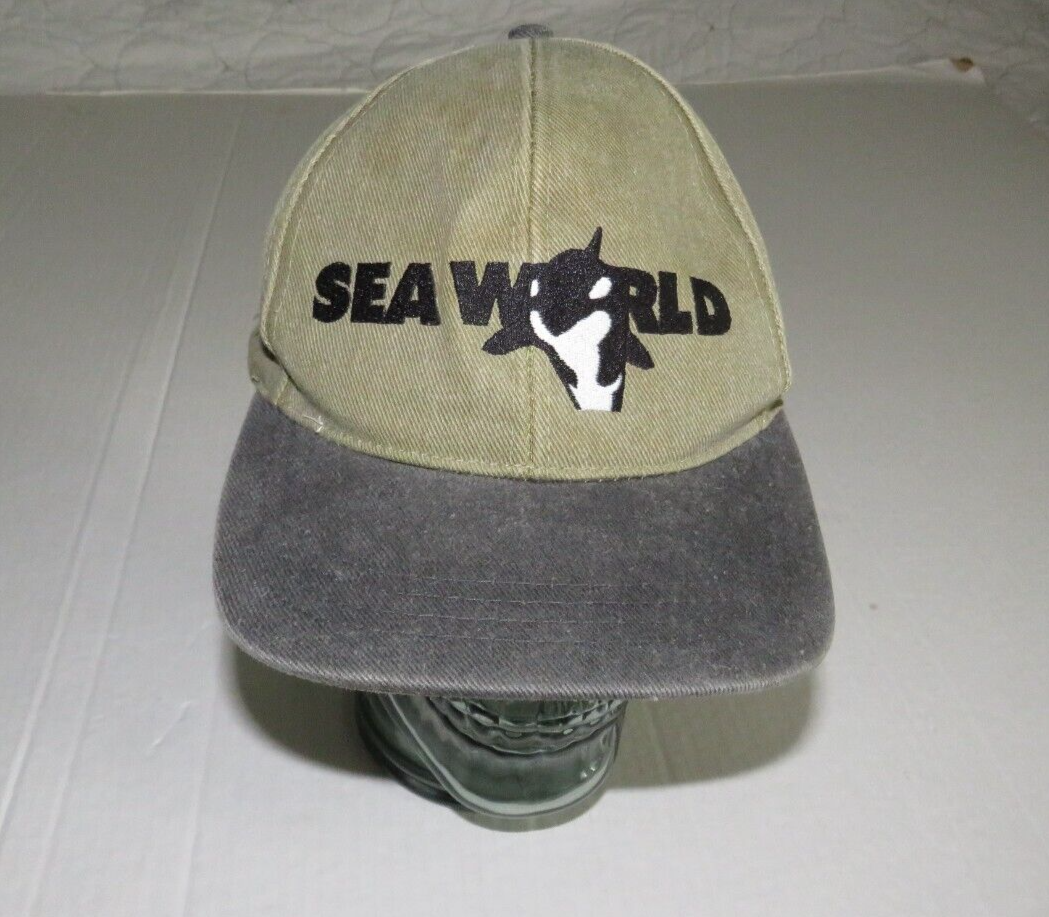 Vintage Sea World Shamu Orca Killer Whale Adjustable Snap Back Baseball Hat  Cap