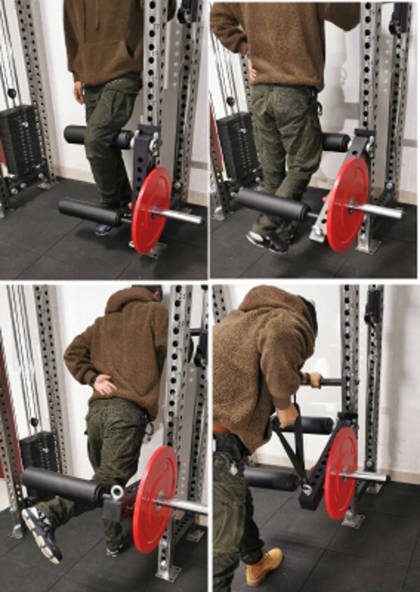 FILA Prolunga gamba curl attacco spinta anca per gabbia power rack foro 75x75 25mm