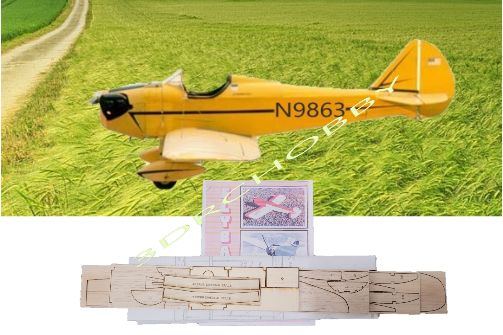 Fly Baby 40" Wingspan RC Airplane Laser Cut Balsa Ply Short Kit W ...