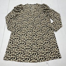 SHEIN Brown Puff Long Sleeve Leopard Print Dress Women’s Size Large