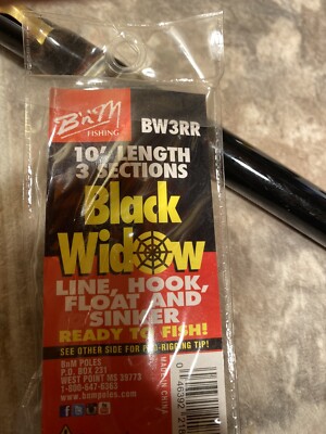 B n M Fishing BW3RR New 10  3 sections Black Widow Line,hook and float &sinker