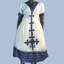 Eritrean, Ethiopian Dress, Traditional Habesha Clothes, embroidered, 100 cotton