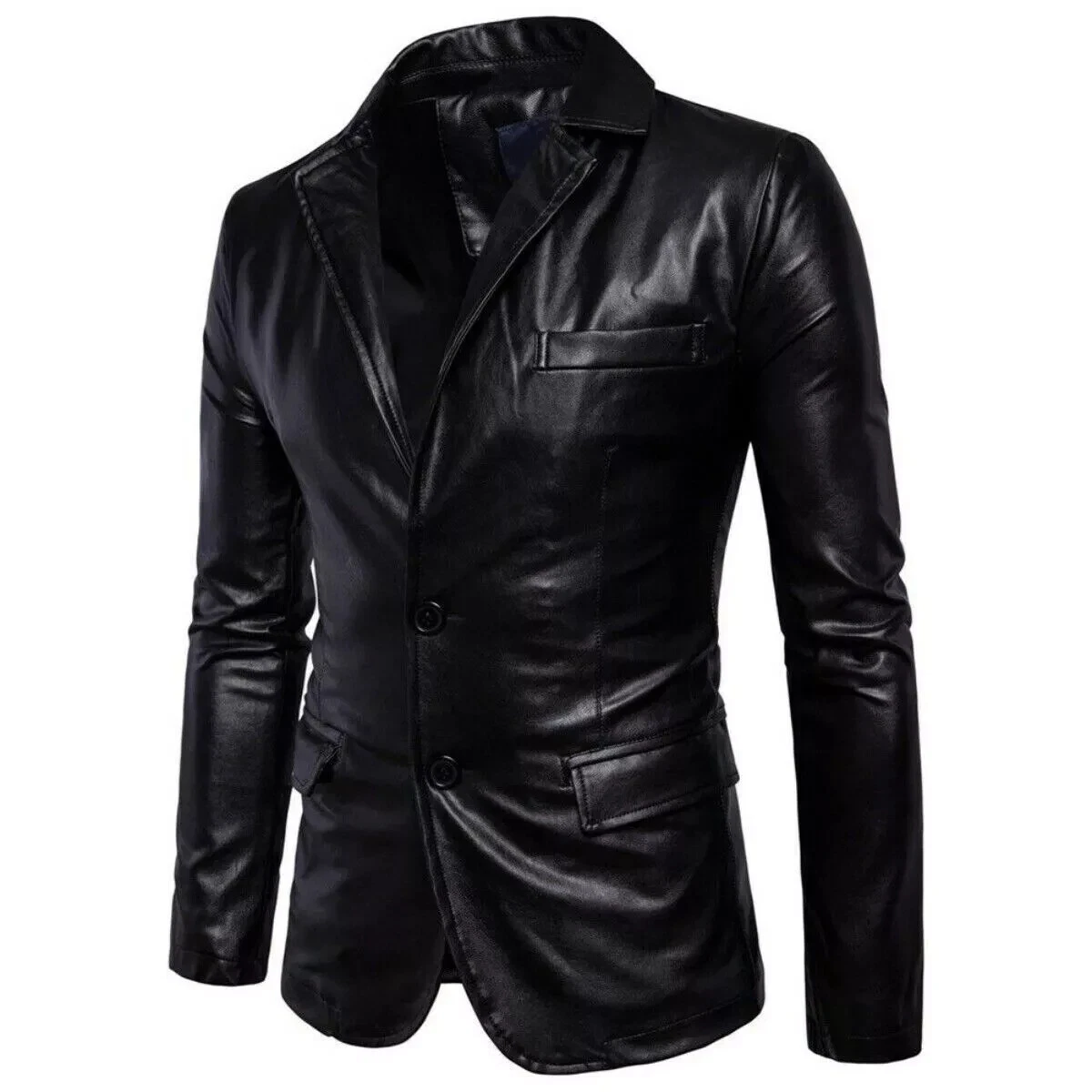 ELEGANT New Men's Black Blazer 100% Pure Sheepskin Stylish Slim Fit Coat Blazer