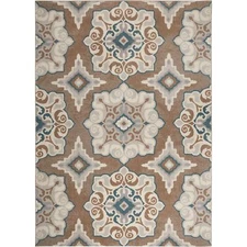 Home Dynamix Tremont Salem Transitional Medallion Area Rug Taupe/Blue 9'2"x12'5"
