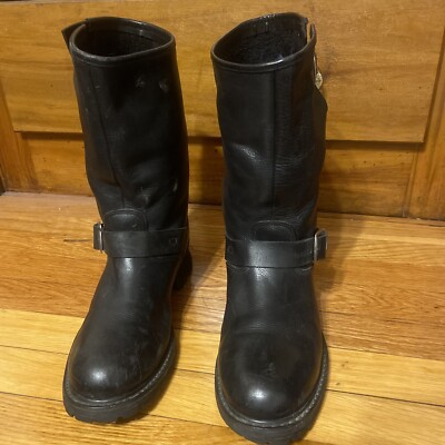 Land Rover Black Leather Harness Boots Men's