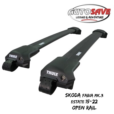 THULE - WingBar Edge Black Roof Bars Skoda Fabia Estate Mk3 (2015-22) Open Rails