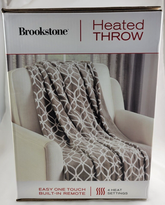 Brookstone 50 x 60 Electric Heated Throw Built-In Remote 4 Heat Settings  Gray | eBay