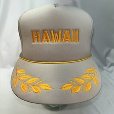 Vintage Hawaii Gold Leaves Scrambled Eggs Mesh Trucker Snapback Hat Cap Men Gray