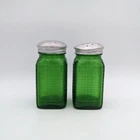 Pair (Two) Owens Illinois Green Depression  Glass Salt & Pepper Shakers