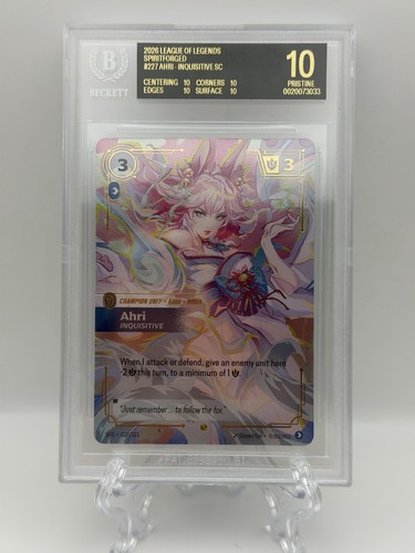 BGS Black Label Pristine 10 Riftbound Ahri Inquisitive Overnumbered SFD 227/221