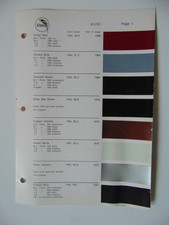 Original Glasurit Audi Paint Chips Sheet - 1969-1970