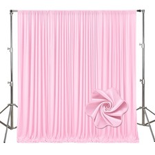 2 PCS 10x10 Ft Light Pink Backdrop Curtains Fabric Drapes Wedding Background