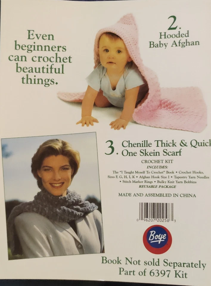 I TAUGHT MYSELF TO CROCHET Vtg booklet by Boye Simple instructions 3 patterns. - Image 2 of 3