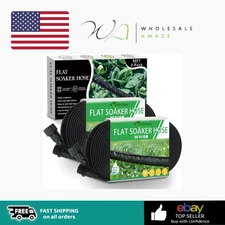 Flat Soaker Hose 100ft, Garden Hose with Heavy Duty Double Layer Design