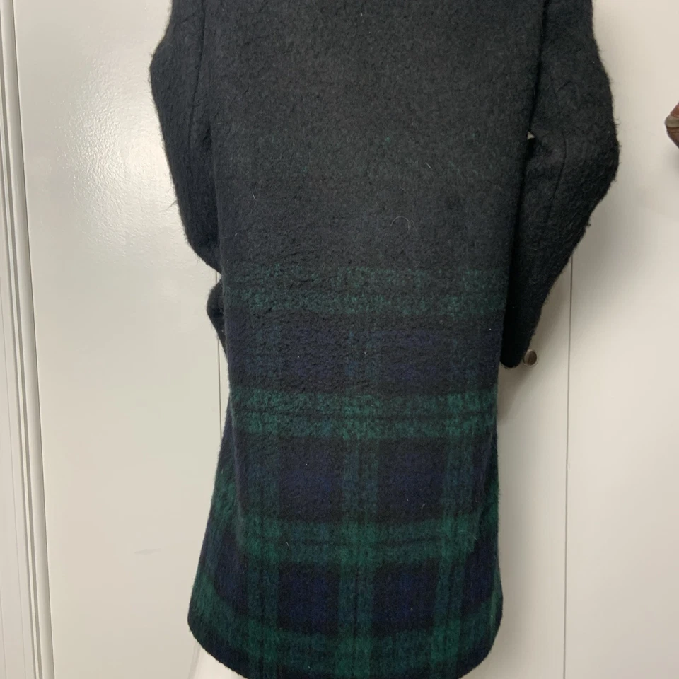 Zac Posen Wool Blend Plaid Tartan Ombré Coat Womens Size 8 Black Green Office - Image 4 of 4