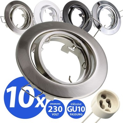 10x Einbaustrahler Einbauspot Rahmen Spot GU10 Fassung Schwenkbar Deckenstrahler