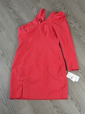 NWT Aidan Mattox Single Sleeve Crepe Dress in HT Tomato - Size 6