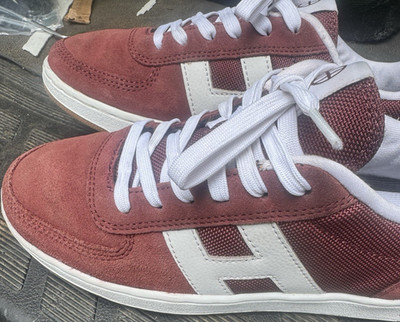 HUF Red White Low Top Lace Up Suede Fabric Men's Skateboarding Sneakers