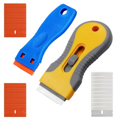 2 Razor Blade Scraper Tool w 20 Plastic Blades & 10 Metal Glass Sticker Cleaning