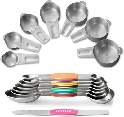 Stainless Steel Measuring Cups & Spoons Set Kitchen Tools Nesting Measuring Cups
