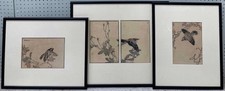 Kono Bairei - 4 original 1881 framed woodblock prints from his One Hundred Birds
