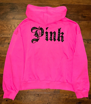 Victoria's Secret Pink Bling Campus FZ Hoodie + Pants Set Carmine