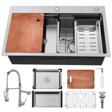 Kitchen Sink 30 Inch Drop In Kitchen Sink With Faucet Modern Stainless Steel ...