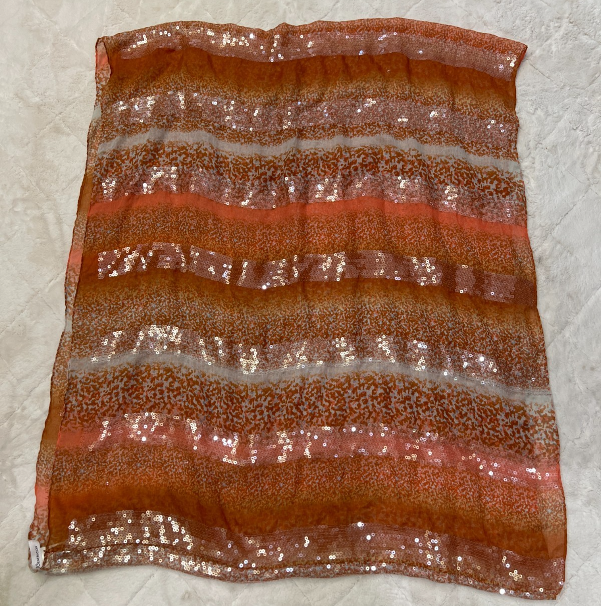 BCBGeneration Gray Rust Melon Sequin Infinity Scarf NWOT Oversized