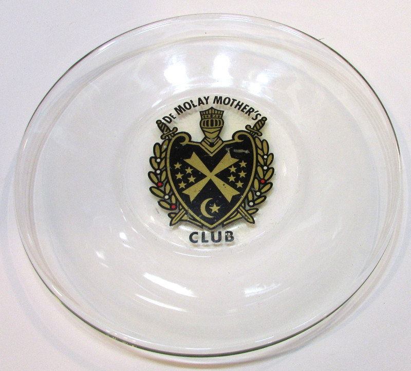 Old DeMolay Youth Boys Masonic Fraternal Club Rare Mother's 8" Clear Glass Plate