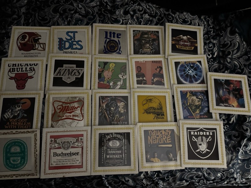 Carnival Fair Mirror Glass Prize LOT of 21 6”x6” Beer Sports, Bulls, Jack LOOK!