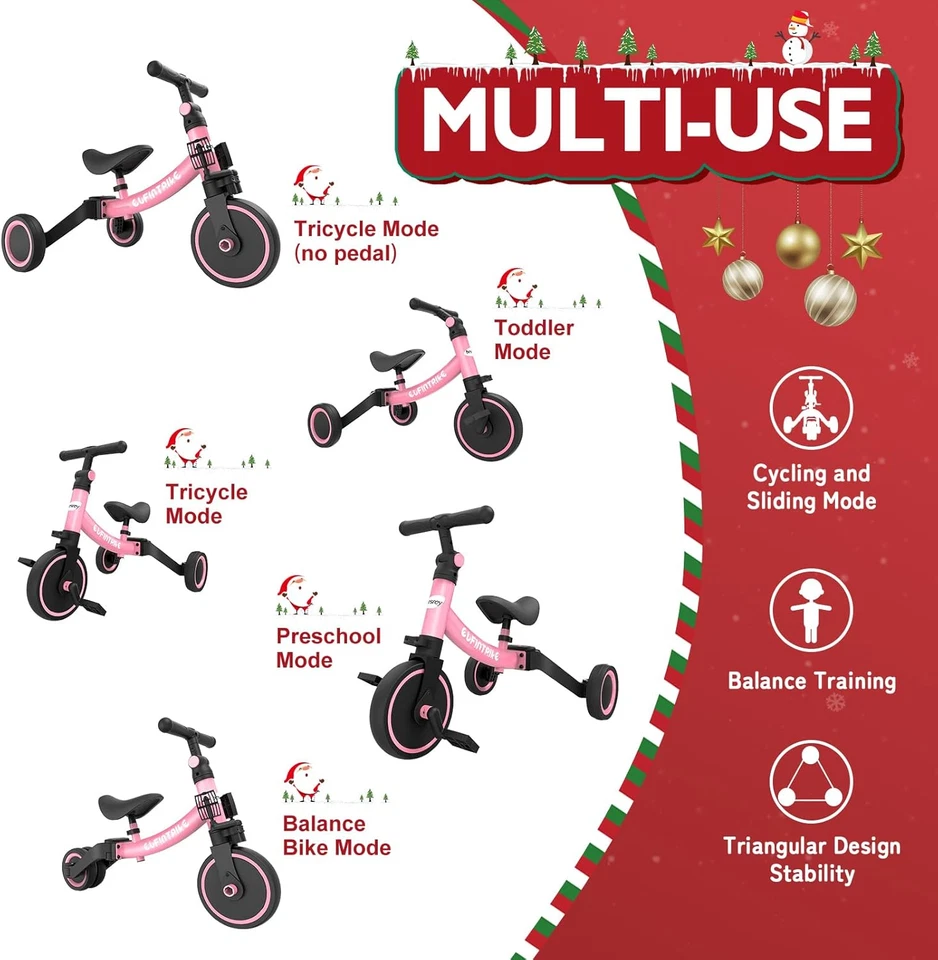 Bicicleta de Equilibrio para Niños Pequeños 1-5 Años, con Pedal Juguetes de Bicicleta para Niños,Portátil 3.3kg Foto 3 de 4