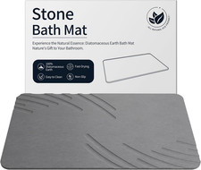 Stone Bath Mat Diatomaceous Earth Shower Mat Non Slip Super Absorbent Grey