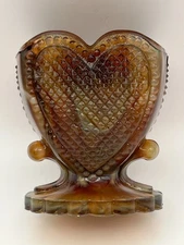 Degenhart Chocolate Slag Beaded Heart Toothpick Holder | Vintage