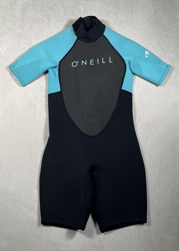 O'Neill Youth Reactor-2 2mm Back Zip Spring Wetsuit, Size 12 Black/Aqua