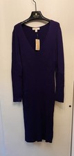 NWT $175 MICHAEL Michael Kors Ribbed-Knit Dress Purple Heavy Stretch XL
