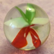 Rare Vintage 6 Vein Vane Cross Through Peewee Glass Marble .46" Nice Pee wee