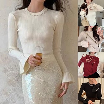 Ästhetische Retro Stil Trompetenärmel Damen Tops perfekt für den Urlaub