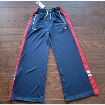 NWT Ellesse Track Pants Womens XS Peago Wide Leg Stripe Retro Y2K Navy Red