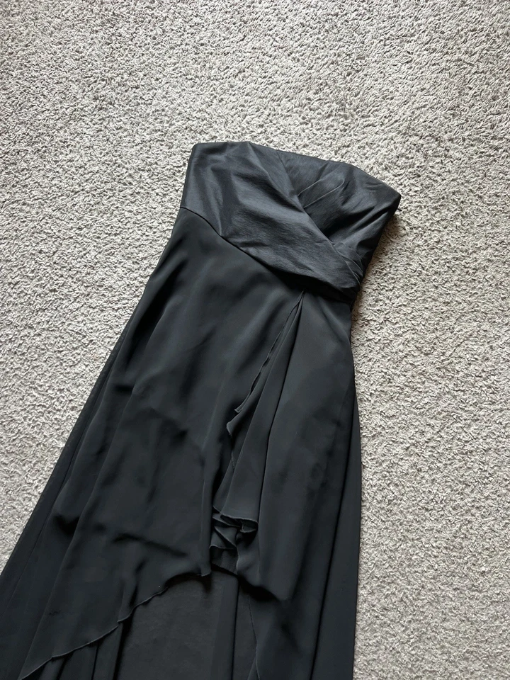 Vestido Vintage Jessica McClintock Talla 4 Negro Gasa Tubo Sin Tirantes Noche Y2K Foto 3 de 4