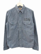 McCOY’S The  McCOY S Chambray Shirt USN NAS BRUNSWICK Print Blue Men s