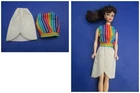 Vintage Barbie Clothes ~❤️~ 1983 Striped Top and White Skirt #069