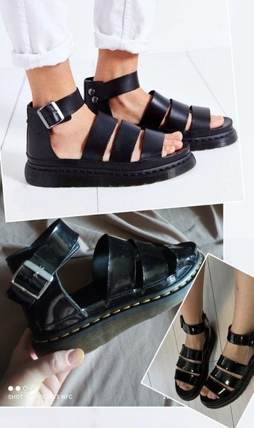 Women Dr. Martens Sandals Black Leather 40.5