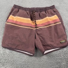 LL Bean Swim Trunks Mens XL Burgundy Stripe Board Shorts Lined Pockets Casual