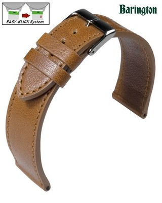 Barington Easy-Klick Rindleder Uhrenarmband Modell Bauhaus cognac 20 mm,Handmade