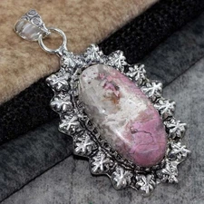 925 Silver Plated Top Quality Cobalt Calcite Pendant Handmade 2.5" MJ